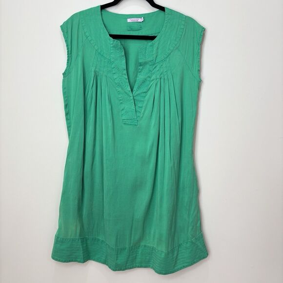 Calypso Christiane Celle 100% Silk Shift Dress M Kelly Green Airy Beach Resort - Picture 1 of 9
